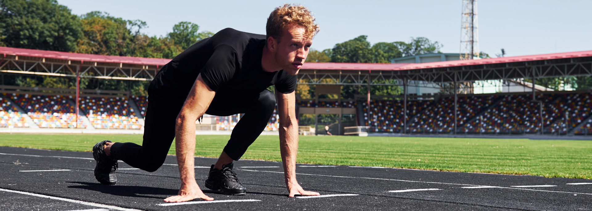Picture of a person on a running track. Picture of a person on a running track.