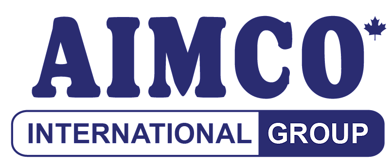 The aimco international group logo is blue and white on a white background.