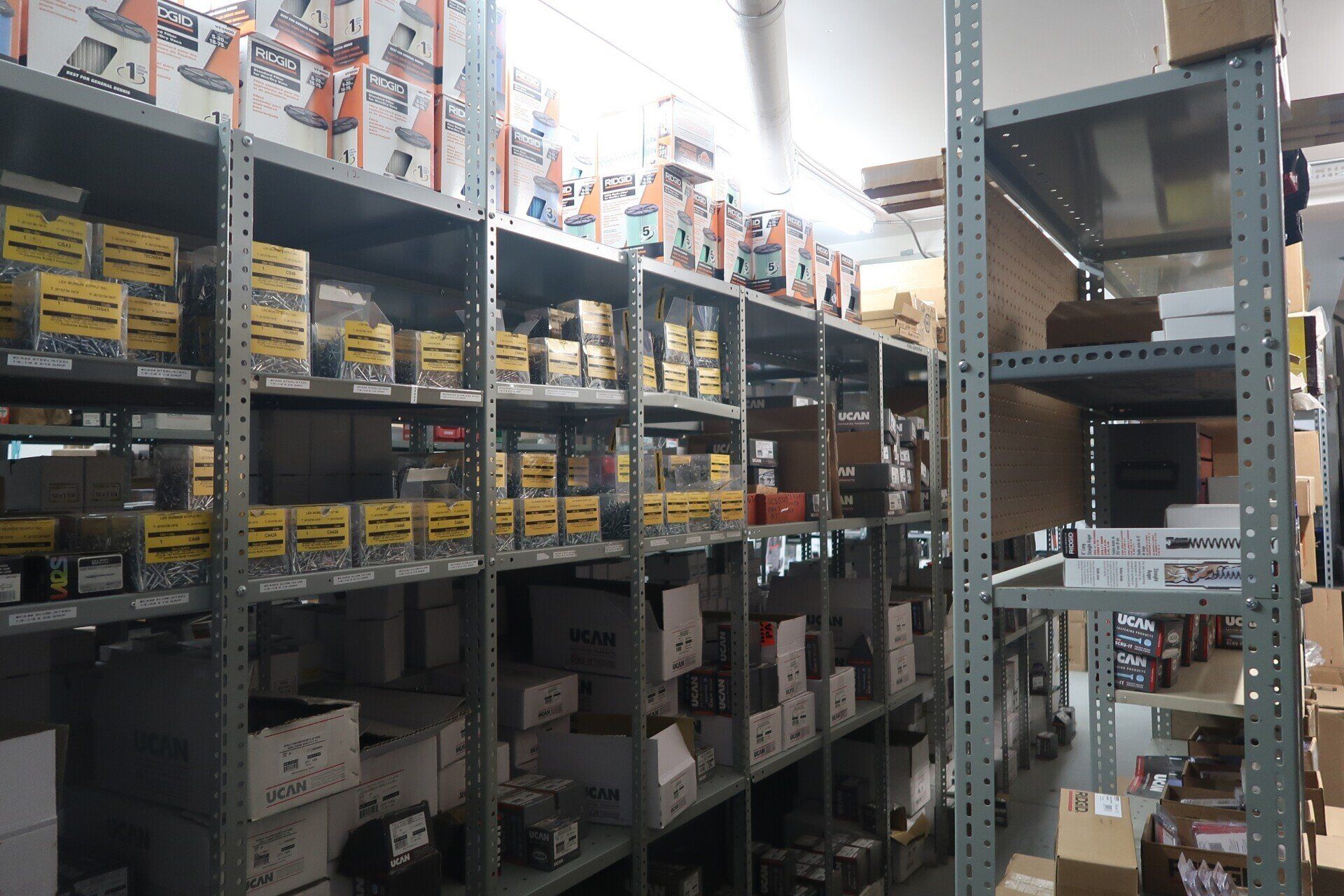 A warehouse filled with lots of shelves and boxes