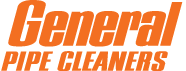 The logo for general pipe cleaners is orange on a white background.
