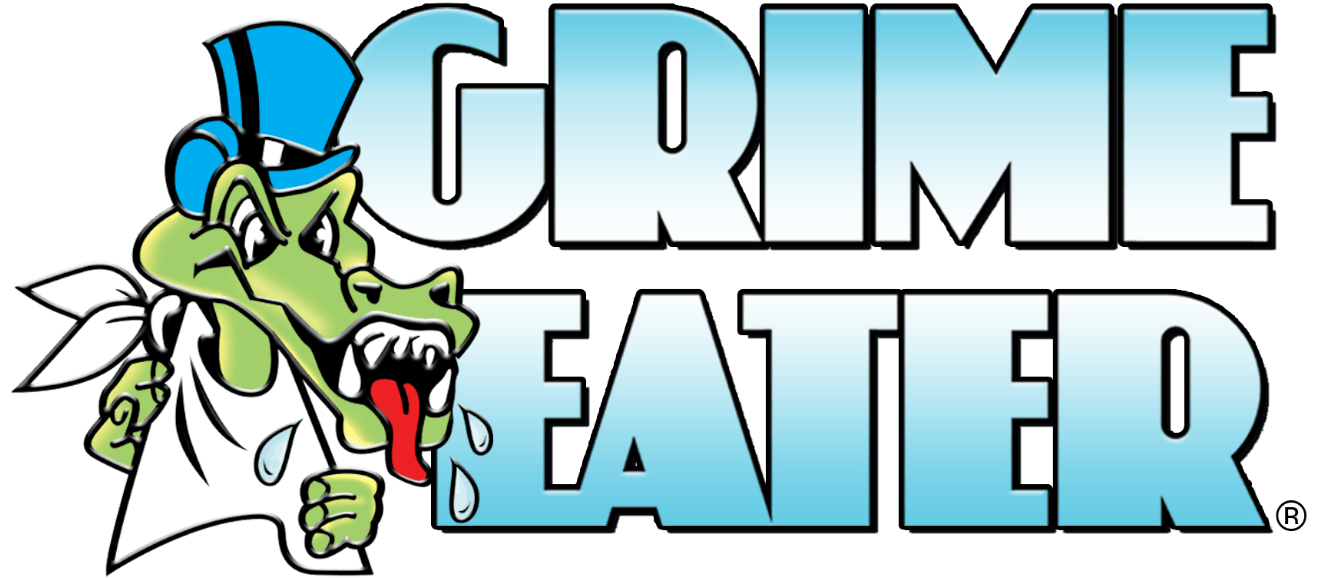 A logo for crime eater with a crocodile on it