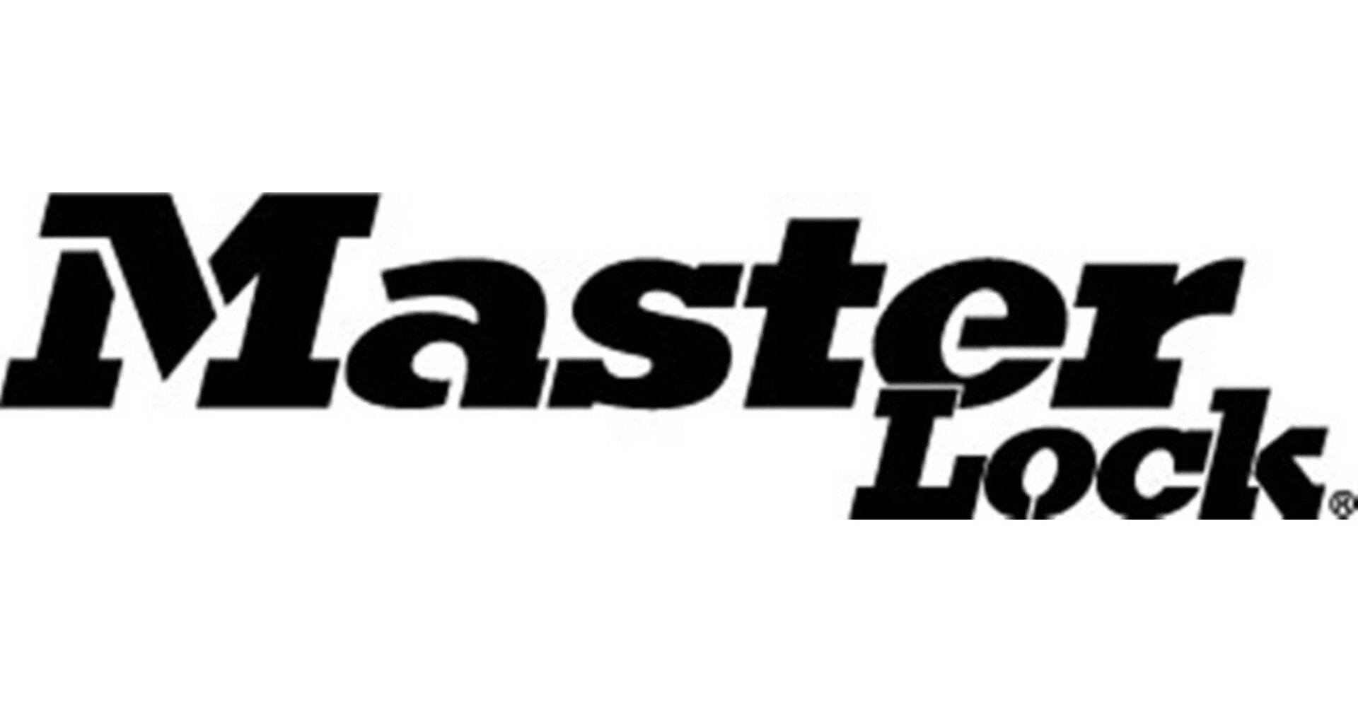 A black and white logo for master lock on a white background.