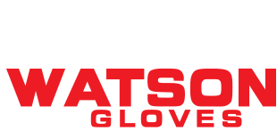 A red watson gloves logo on a white background