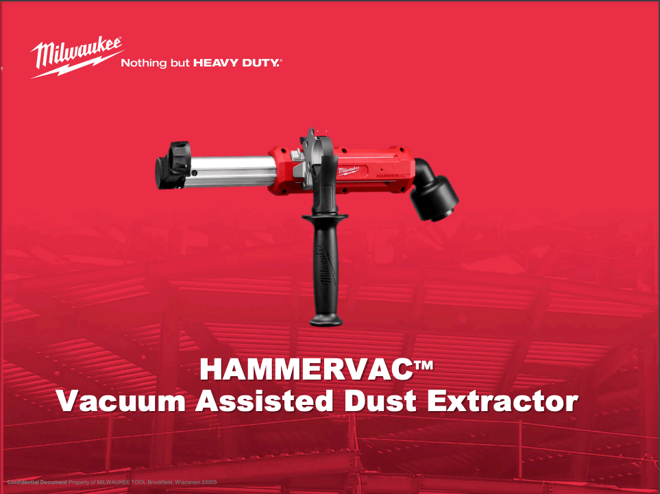 A picture of a milwaukee hammervac vacuum assisted dust extractor