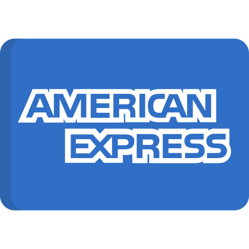 The american express logo is on a blue background.