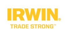 A yellow and white logo for irwin trade strong