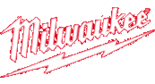 A red milwaukee logo on a white background.