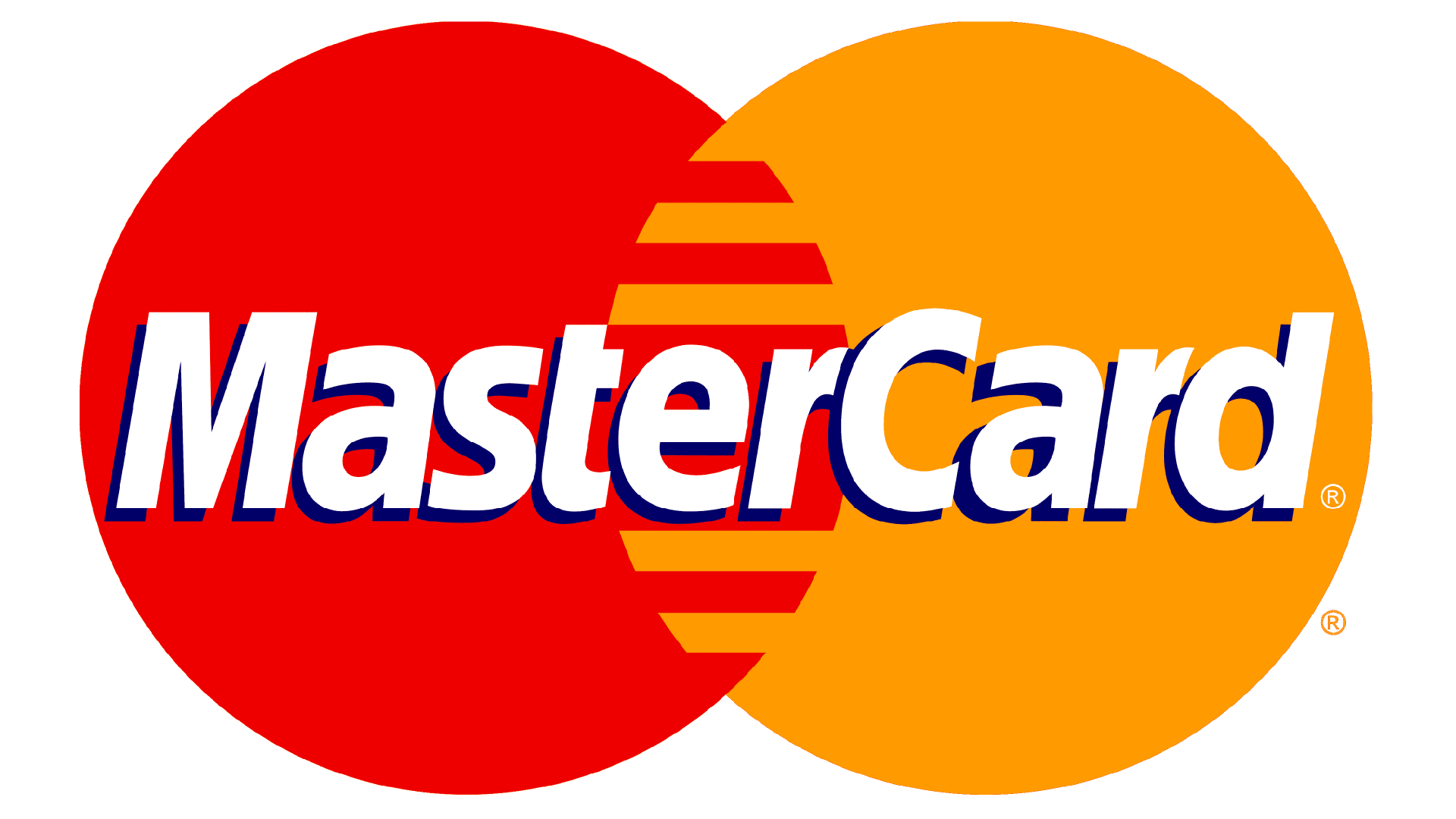 A red and orange mastercard logo on a white background
