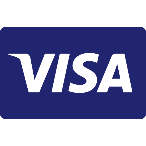 The visa logo is blue and white on a white background.