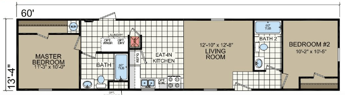 3 Bed, 1 Bath Floor Plan