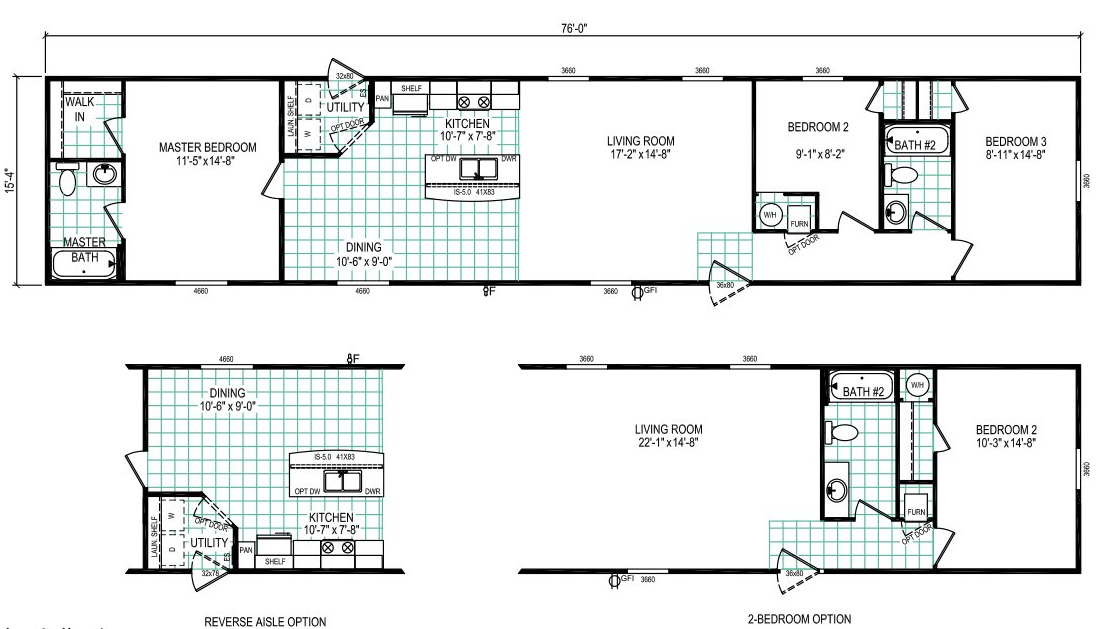 3 Bed, 2 Bath Floor Plan