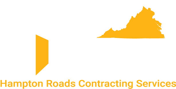 a logo for hampton roads contracting services with a map of virginia