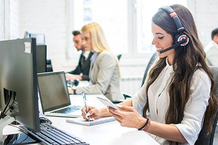 Support Female Operator with Headphones — Concord, NH — New England Call Center
