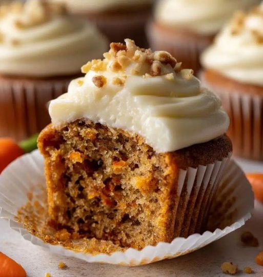 moist carrot cupcake with cream cheese frosting