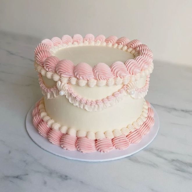 custom cake with piped buttercream icing