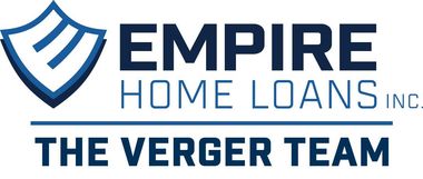Logo of Empire Home Loans Inc. and The Verger Team, featuring a shield with an 
