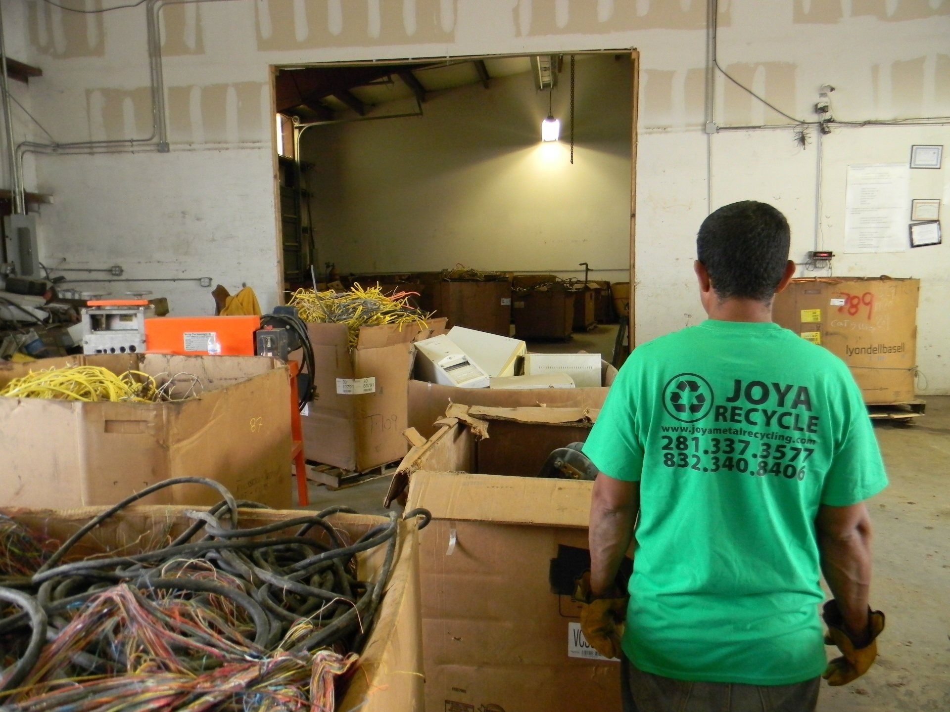 A person wearing a bright green 