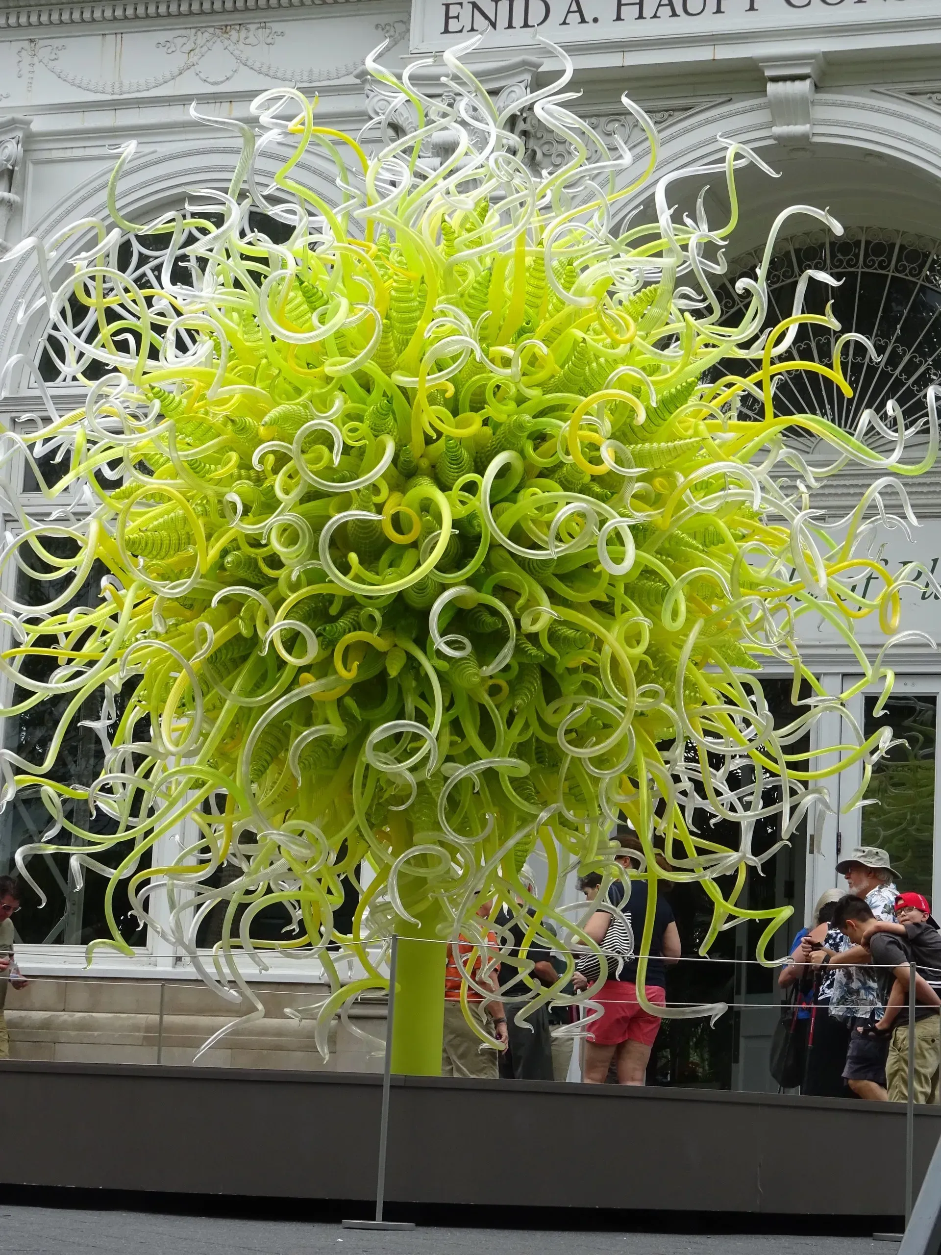 Debbie Nuttall Artist | a large yellow and white sculpture in front of a building that says enid a. haut