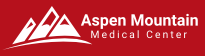 The aspen mountain medical center logo is on a red background.