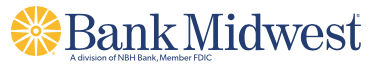A logo for bank midwest a division of nh bank