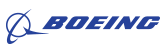 A blue and white boeing logo on a white background.