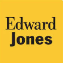 The logo for edward jones is on a yellow background.