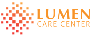 The logo for the lumen care center is orange and white