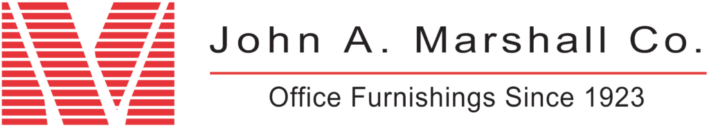 A logo for john a. marshall co. office furnishings since 1923