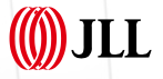 A red and white jll logo on a white background.