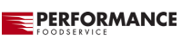 A logo for performance foodservice with a red e on a white background.