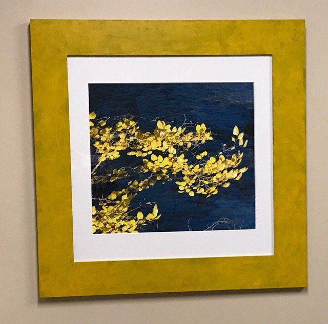 A picture of yellow flowers in a yellow frame