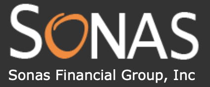 Sonas financial group inc logo on a black background