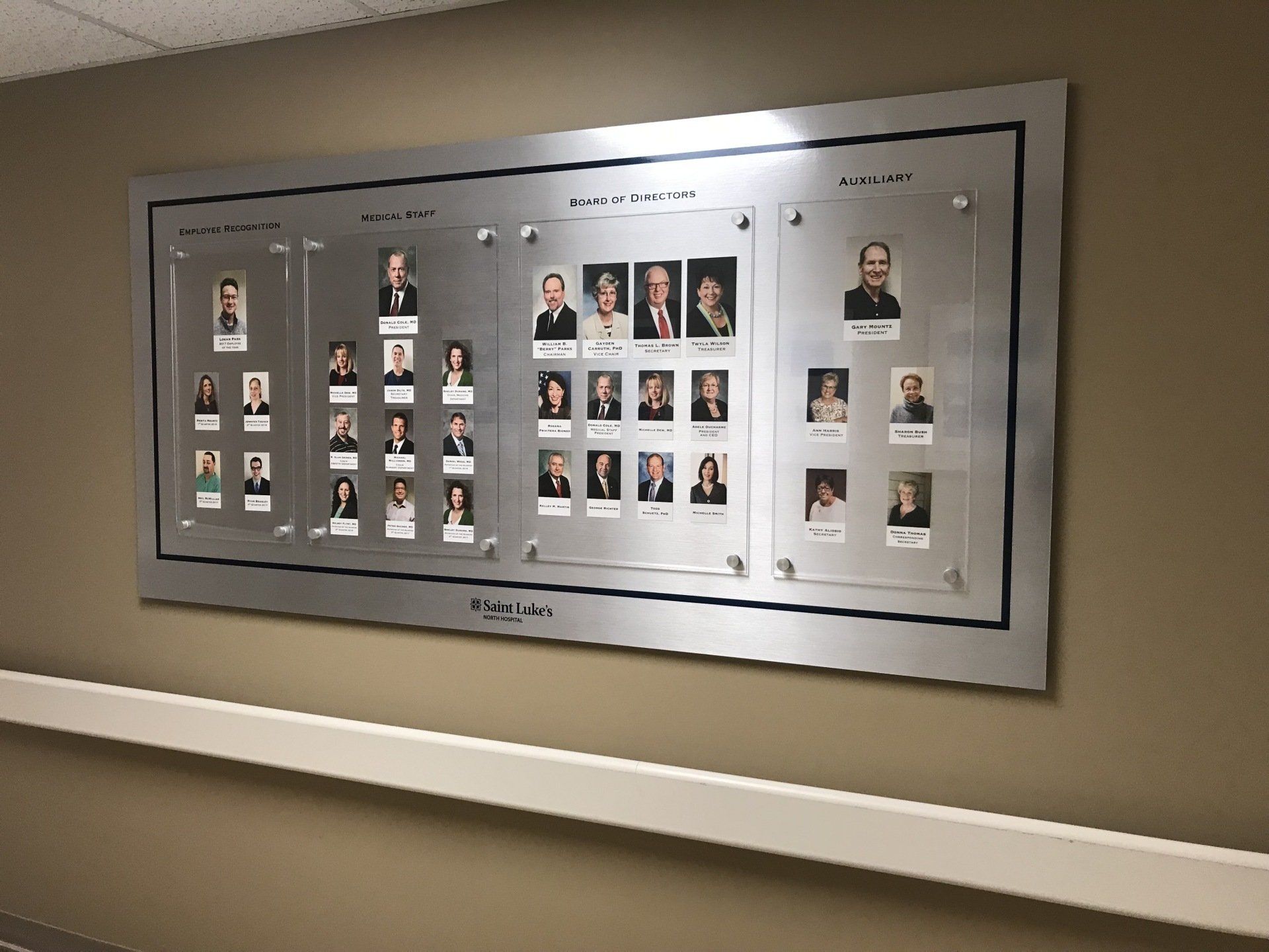 A wall with a lot of pictures of people on it