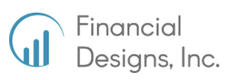 The logo for financial designs inc. has a graph on it