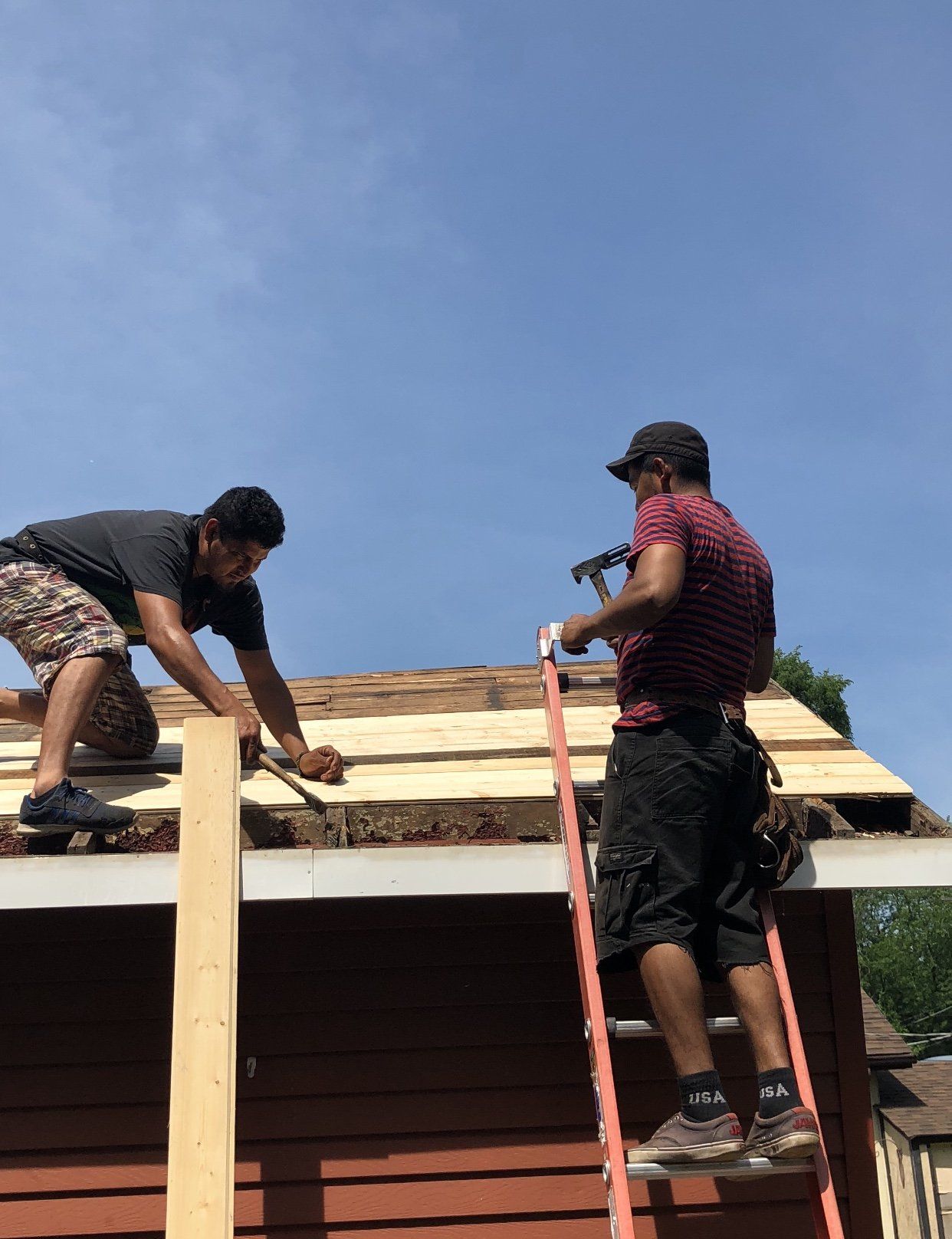 Contractors Repairing The Roof — Morris, IL — Shenberg Construction