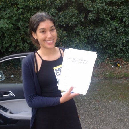 student with driving certificate