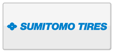 A blue and white logo for sumitomo tires on a white background.