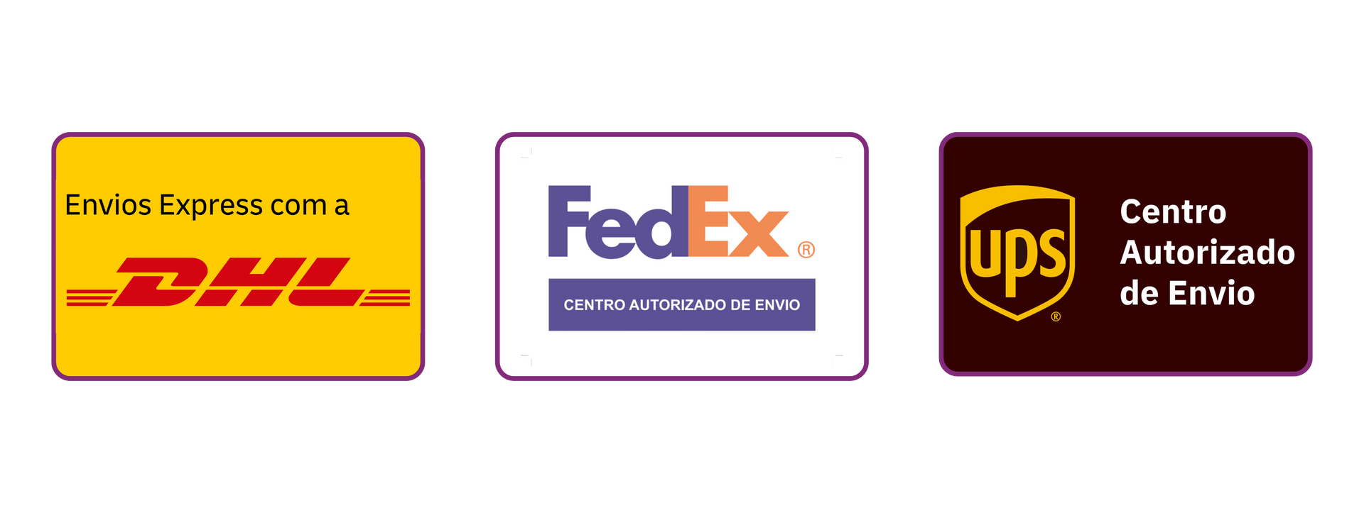 logotipos dhl fedex e ups em um fundo branco