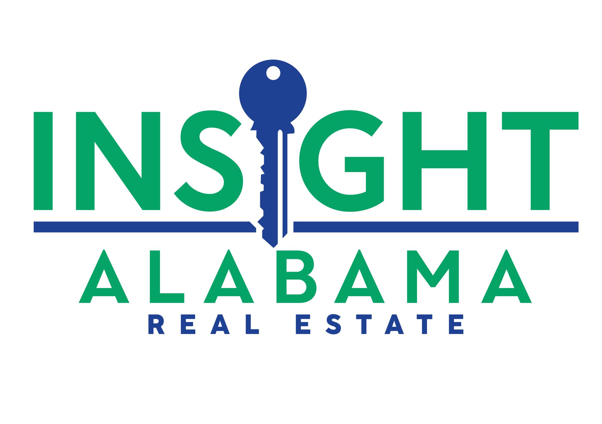 A logo for insight alabama real estate with a key in the middle.