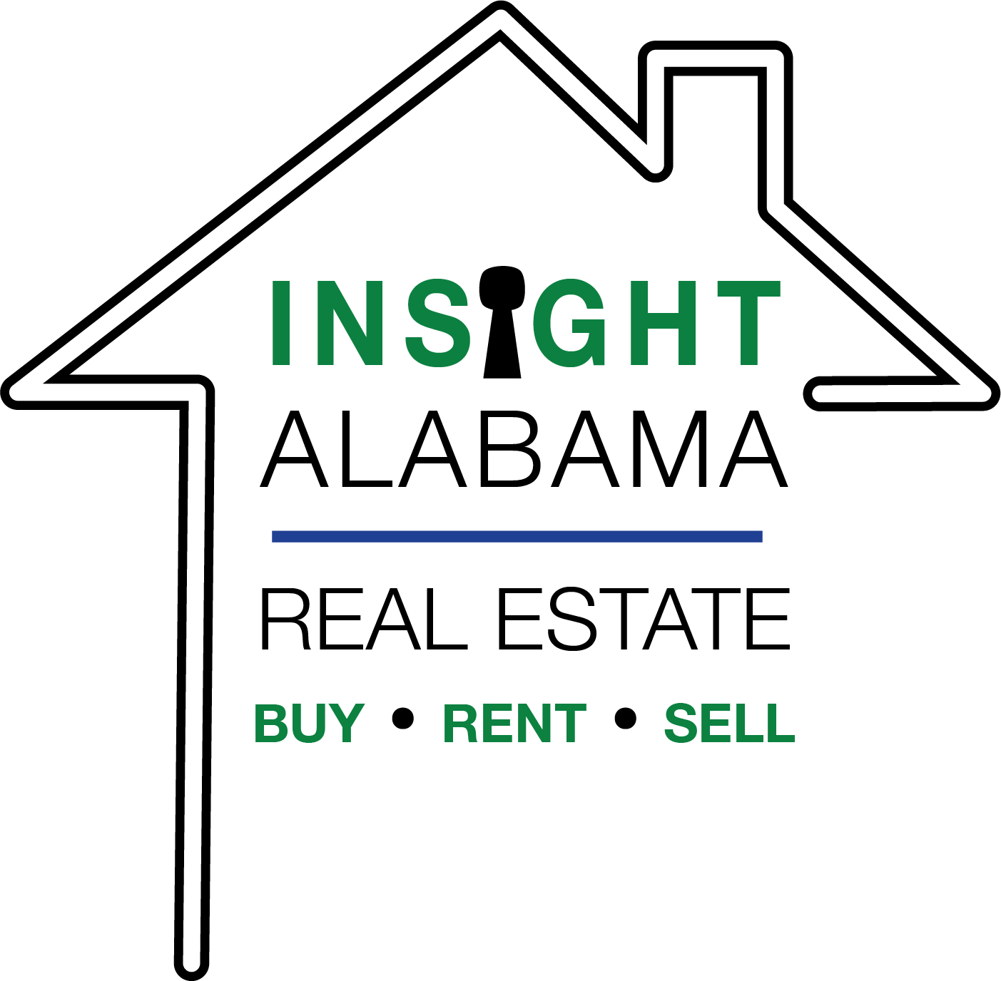 The logo for insight alabama real estate buy , rent , and sell.