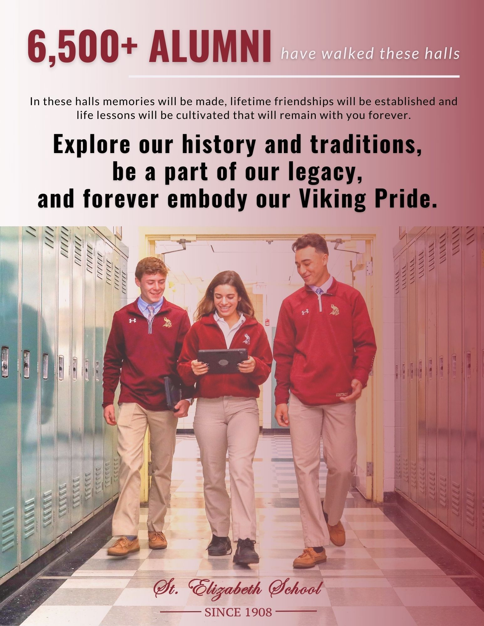 A group of students are walking down a hallway.
