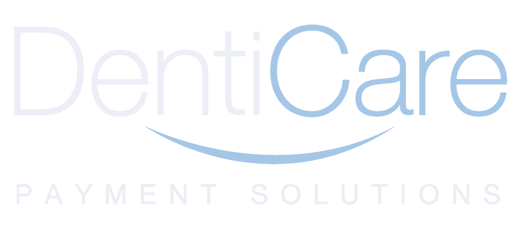 A blue and white logo for denticare payment solutions