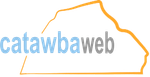 A blue and orange logo for catawbaweb