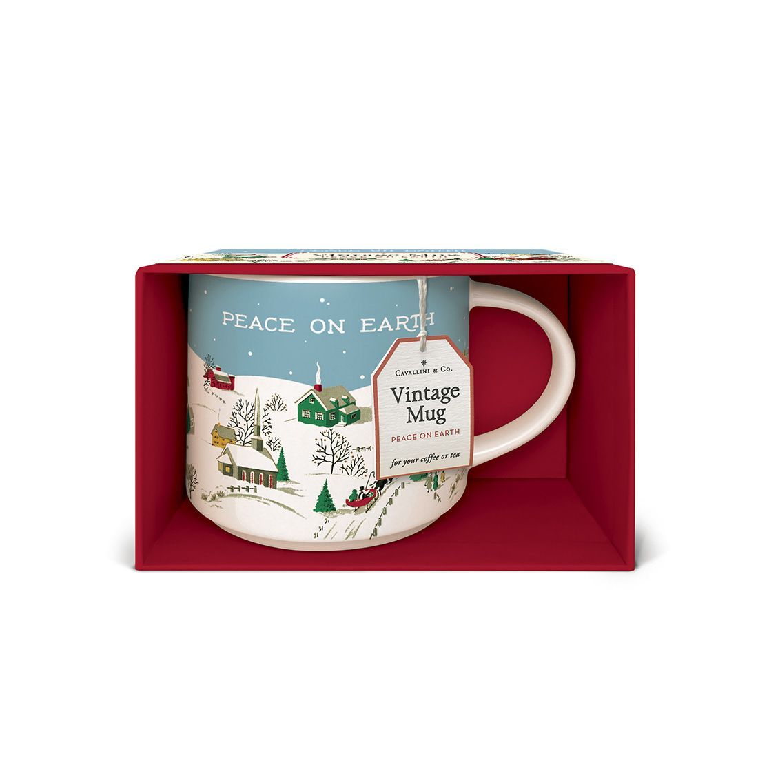 Caneca de Natal Peace on Earth da Cavallini com Caixa