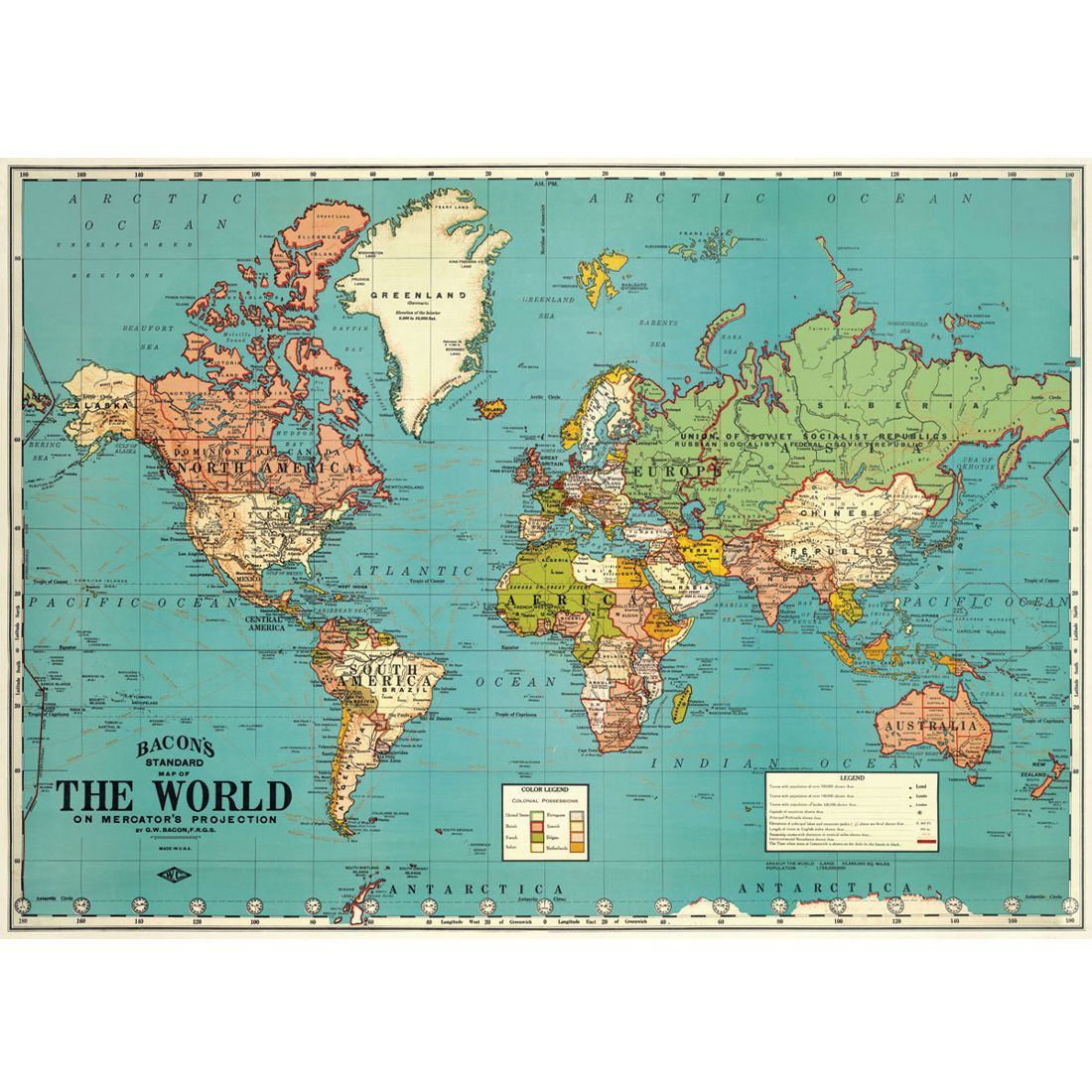 Poster Vintage World Maps 4 da Cavallini