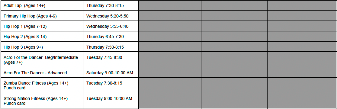 A table with a lot of numbers on it