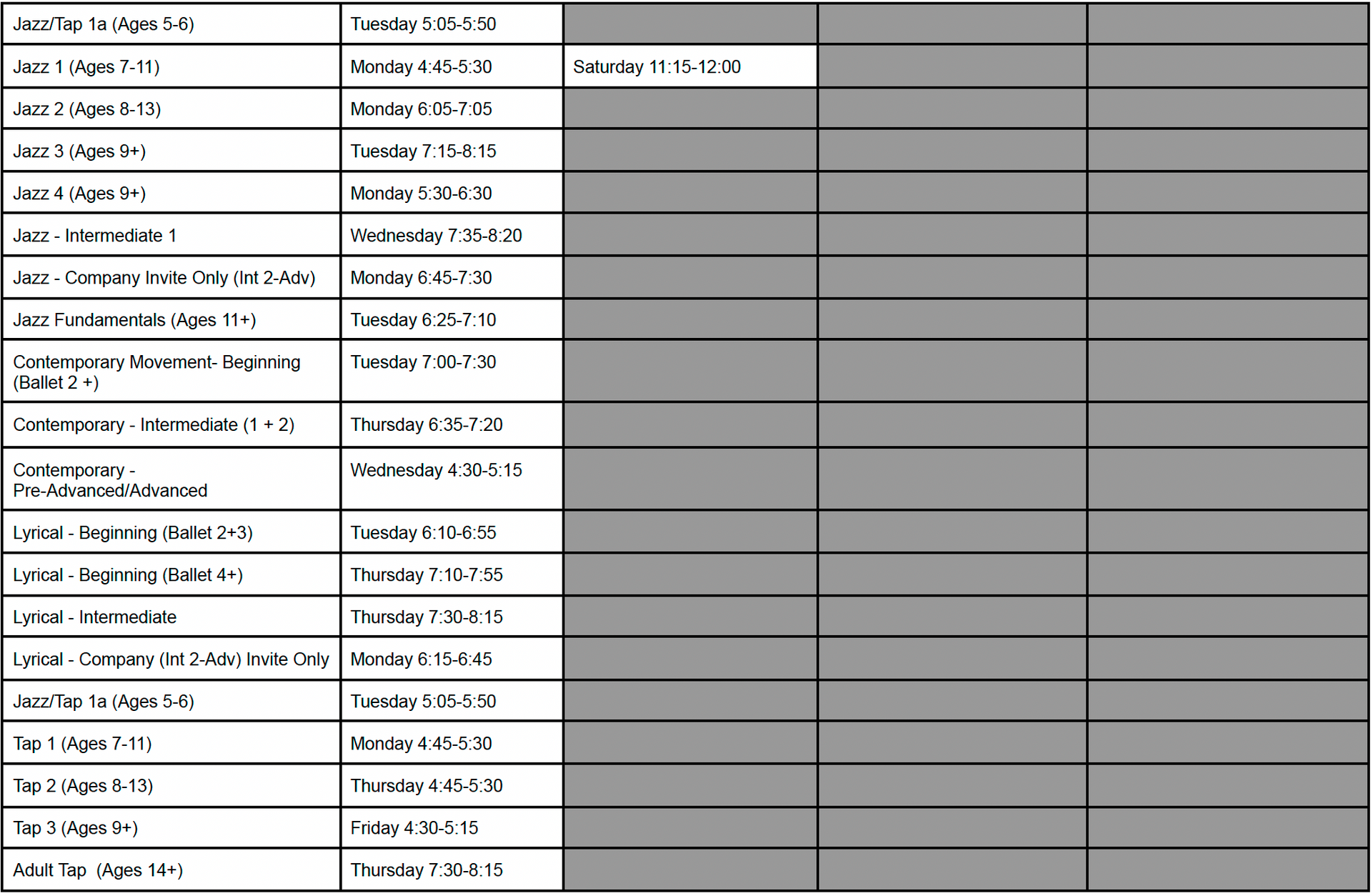 A table with a lot of numbers on it
