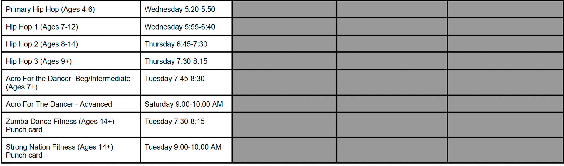 A table with a lot of numbers on it