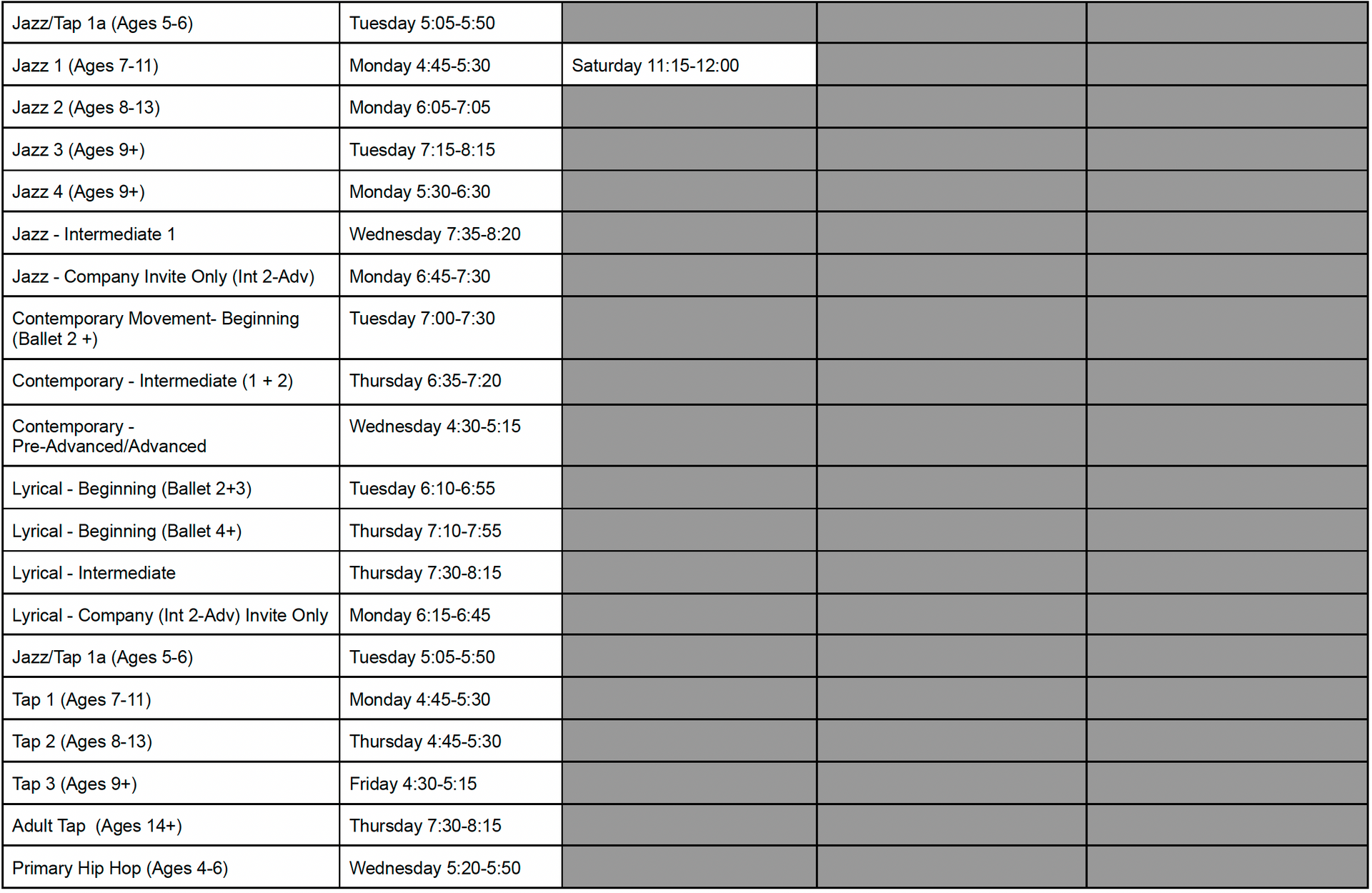 A table with a lot of numbers on it