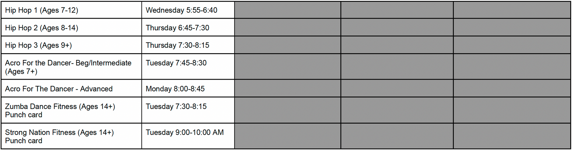 A table with a lot of numbers on it